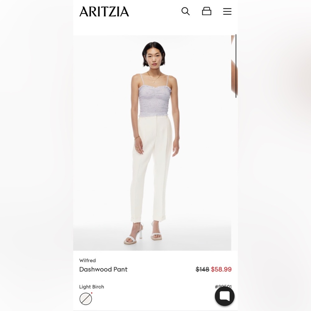 Aritzia dashwood pant color light bich size 4